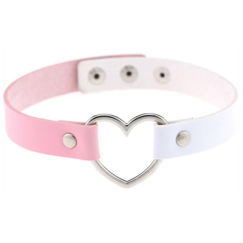 Generique Ras de cou Heart Duo Blanc-Rose